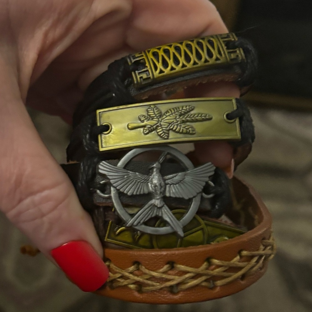 Faux leather, brown, and black bracelets